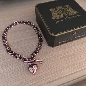 ✨RARE✨ Juicy Couture Rose Gold Puffed Heart Necklace with Original Box 💖